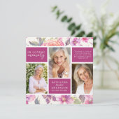 Vintages florales Foto Collage Beerdigung Beileid Dankeskarte (Stehend Vorderseite)