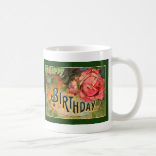 Vintages florales Glück zum Geburtstag Kaffeetasse