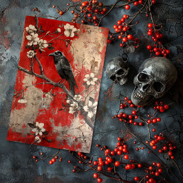 Vintages florales Gothic Raven Decoupage Seidenpapier