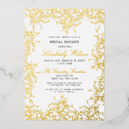 Vintages florales Hochzeitsfest Brautparty Folieneinladung