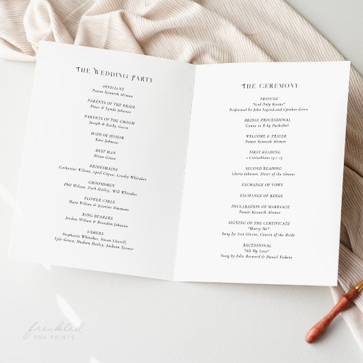 Vintages florales Hochzeitsprogramm Programm