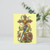 Vintages florales Kondolenzkreuz Postkarte (Stehend Vorderseite)