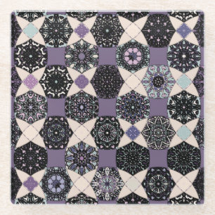 Vintages florales Mandala: farbenfroh, nahtlos Glasuntersetzer