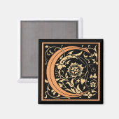 Vintages florales Monogramm "C" - Magnet (Vorderseite/Rückseite)