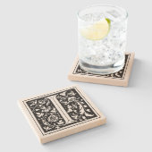 Vintages florales Monogramm "I" Steinuntersetzer (Seitenansicht)