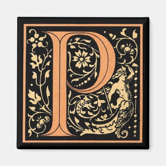 Vintages florales Monogramm "P" - Magnet (Vorne)