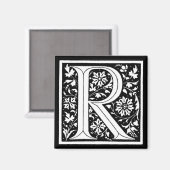 Vintages florales Monogramm "R" Magnet (Vorderseite/Rückseite)