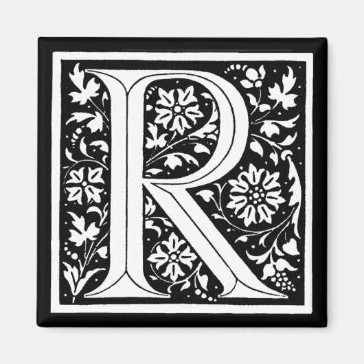 Vintages florales Monogramm "R" Magnet (Vorne)