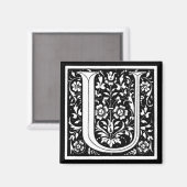 Vintages florales Monogramm "U" Magnet (Vorderseite/Rückseite)
