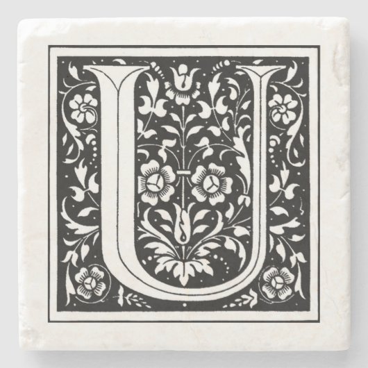 Vintages florales Monogramm "U" Steinuntersetzer (Vorderseite)