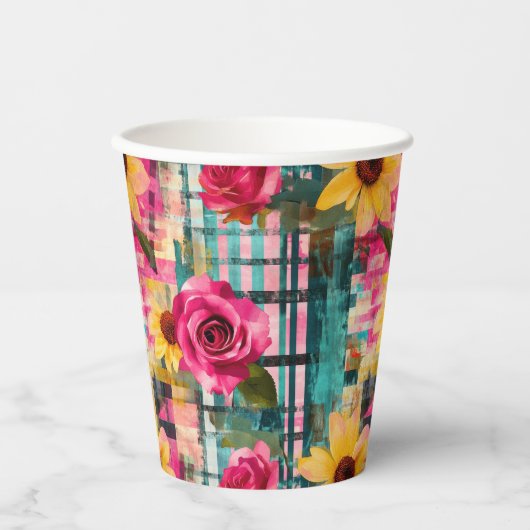 Vintages, florales Muster (16) Pappbecher (Vorderseite)