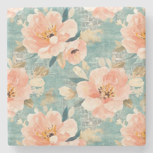 Vintages, florales Muster (1) Steinuntersetzer (Vorderseite)