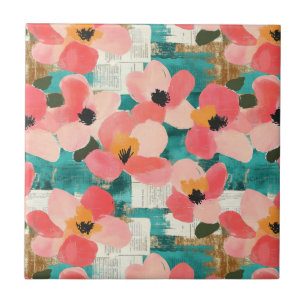 Vintages, florales Muster (4) Fliese