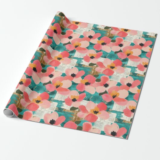 Vintages, florales Muster (4) Geschenkpapier (Ungerollt)