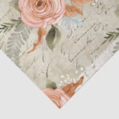 Vintages florales Peach Script Ephemera Decoupage Seidenpapier (Ausschnitt)