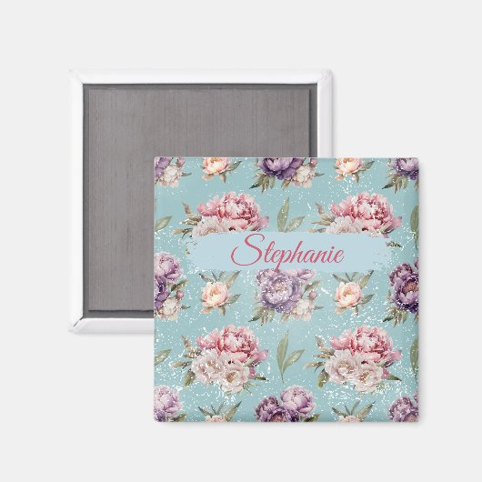 Vintages florales Personalisiertes Peelingmuster Magnet (Vorderseite/Rückseite)