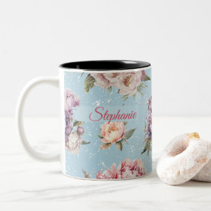 Vintages florales Personalisiertes Peelingmuster Zweifarbige Tasse