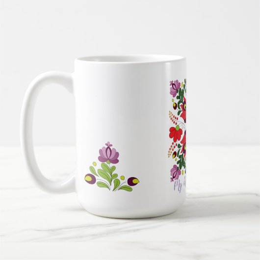 Vintages florales Retro Folklore-Muster Kaffeetasse (Links)