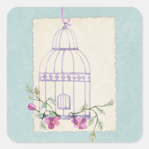 Vintages florales Shabby Blue Scrapbook Verschöner Quadratischer Aufkleber