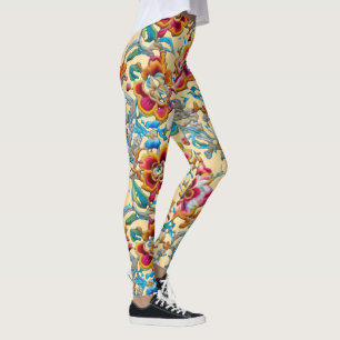 Vintages florales Stickereimuster Leggings