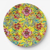 Vintages florales Stickereimuster Pappteller (Vorderseite)