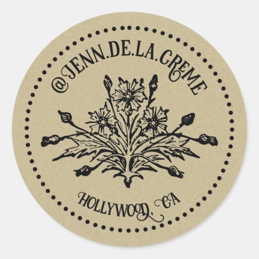 Vintages florales Thistelnetz Runder Aufkleber (Vorderseite)