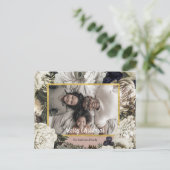 Vintages florales Weihnachtsfest Foto Postkarte (Stehend Vorderseite)