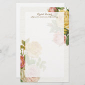 Vintages florales Whitewash Spring Brautparty Briefpapier (Vorne/Hinten)