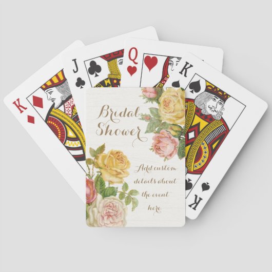 Vintages florales Whitewash Spring Brautparty Spielkarten (Rückseite)