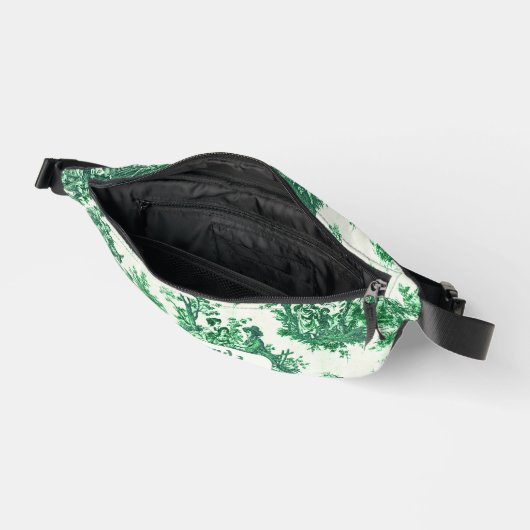 Vintages floralgrünes Toiljoumongramm Bauchtasche (Offen)