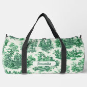 Vintages floralgrünes Toiljoumongramm Duffle Bag (Vorderseite)