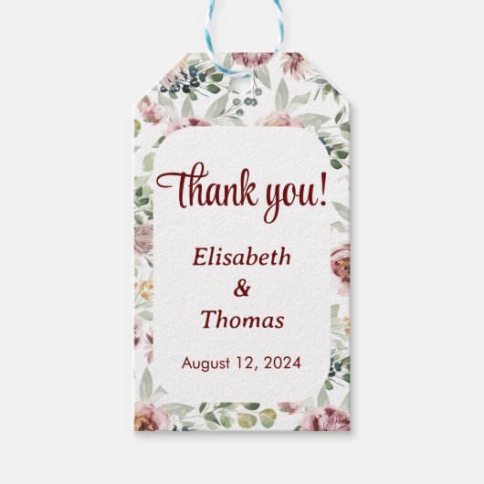 Vintages, floralromantisches Pastettel Geschenkanhänger (Vorderseite)