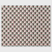 Vintages, floralrosa Schwarzweiß-Schachbrett Geschenkpapier (Flach)