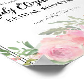 Vintages Florals Rosa WillkommensBrautparty Poster (Ecke)