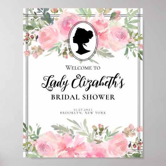Vintages Florals Rosa WillkommensBrautparty Poster (Vorne)