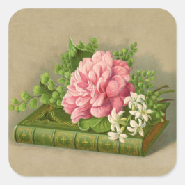 Vintages Florentiner Peony Classy Quadratischer Aufkleber