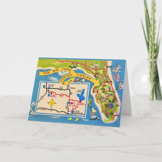 Vintages Florida Attraktionen Karte (Vorderseite)