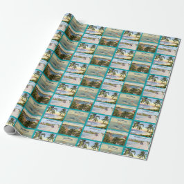 Vintages Florida Keys Scenes Collage Pattern Geschenkpapier