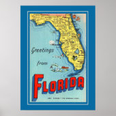 Vintages Florida Map 20x28 Poster (Vorne)