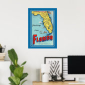 Vintages Florida Map 20x28 Poster (Heimbüro)