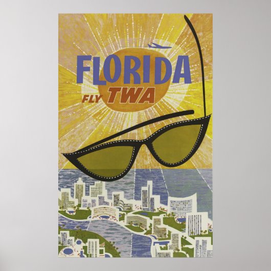Vintages Florida Reiseplakat, Retro Illustration Poster (Vorne)