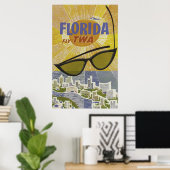 Vintages Florida Reiseplakat, Retro Illustration Poster (Heimbüro)