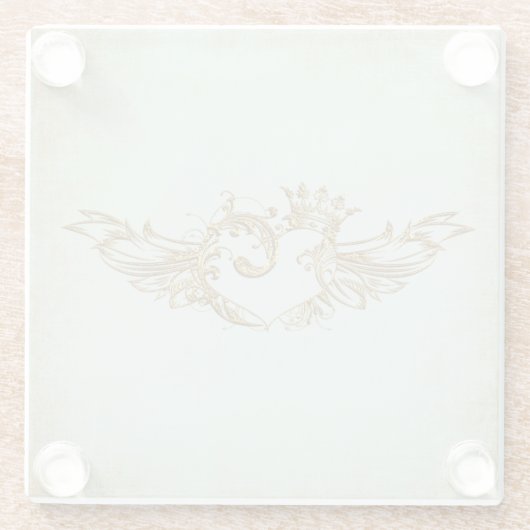 Vintages Flügelherz Glasuntersetzer (Rückseite)