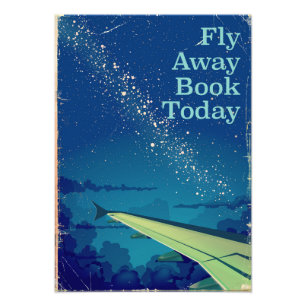 Vintages Flugplakat "Fly Away Book Today" Fotodruck
