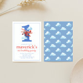 Vintages Flugzeug 1. Geburtstag mit Nummer 1 Einladung