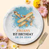 Vintages Flugzeug 1. Geburtstag Party Pappteller