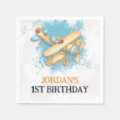 Vintages Flugzeug 1. Geburtstag Party Serviette (Vorderseite)