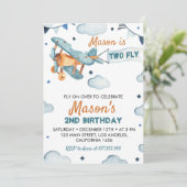 Vintages Flugzeug 2. Geburtstag Einladung (Stehend Vorderseite)