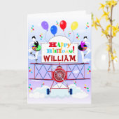 Vintages Flugzeug Acrobat Balloons Geburtstage Karte (Gelbe Blume)