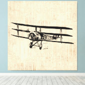 Vintages Flugzeug Altes antikes Flugzeug Illustrat Leinwanddruck (Insitu (Holzboden))
